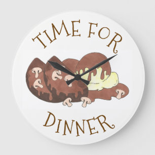 Zeit zum Abendessen Mashed Potates Meatloaf Gravy Große Wanduhr