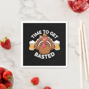 Zeit zum Begießen Lustiger Bier-Erntedankfest-Trut Serviette