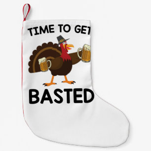 Zeit zum Begießen Lustiger Bier Truthahn Thanksgiv Kleiner Weihnachtsstrumpf