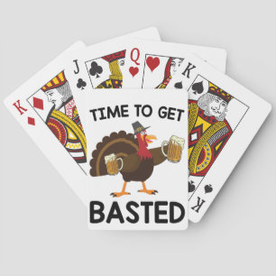 Zeit zum Begießen Lustiger Bier Truthahn Thanksgiv Spielkarten
