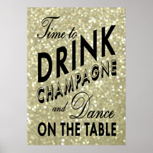 Zeit zum Champagner trinken Gold Poster