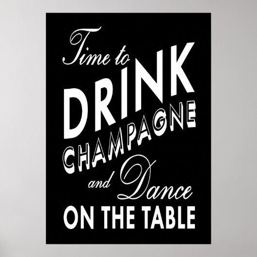 Zeit zum Champagner trinken Schwarzes Poster (Vorne)