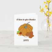 Zeit zum Dank Kürbis und Blätter Karte (Gelbe Blume)