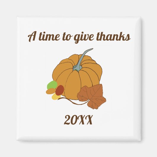 Zeit zum Dank Kürbis und Blätter Magnet (Vorne)
