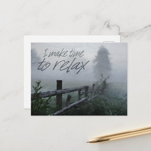 "Zeit zum Entspannen" Motivation Affirmation Postkarte (Vorderseite/Rückseite Beispiel)