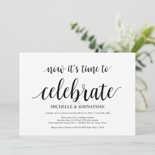 Zeit zum Feiern, Hochzeitsfeiern lädt ein Einladung (Stehend Vorderseite)