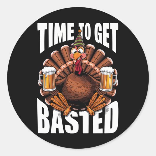 Zeit zum gebastelten Erntedank Türkei Bier Runder Aufkleber (Vorderseite)