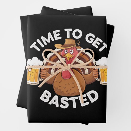 Zeit zum gebastelten lustigen Bierbrauer Erntedank Geschenkpapier Set (Beispiel)