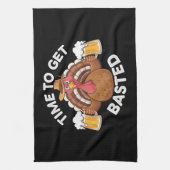 Zeit zum gebastelten lustigen Bierbrauer Erntedank Geschirrtuch (Vertikal)