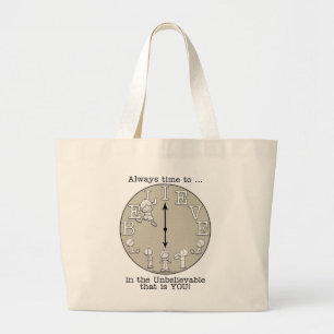 Zeit zum Glauben-Kleiner Junge und Uhr Jumbo Stoffbeutel