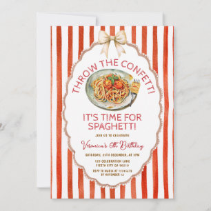 Zeit zum Konfetti werfen Spaghetti Geburtstag Einladung