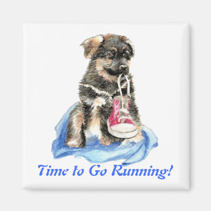 Zeit zum Laufen Lustiger Hund & Sport Humor Magnet