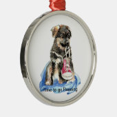 Zeit zum Laufen Motivation Zitat Niedlicher Hund Silbernes Ornament (Rechts)