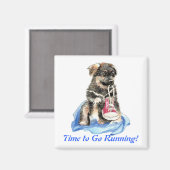 Zeit zum Laufen Niedlicher Hunde und Spaß Magnet (Vorderseite/Rückseite)