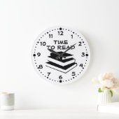 Zeit zum Lesen für Schriftsteller Autor Lehrer Bib Große Wanduhr (Zuhause)