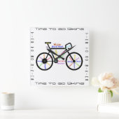 Zeit zum Radfahren, Fahrräder mit Motivierend Wort Quadratische Wanduhr (Zuhause)