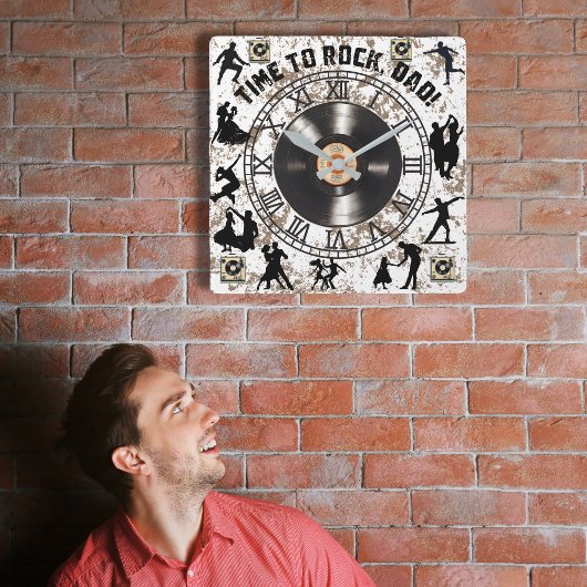 "Zeit zum Rock, Vater!" - Wanduhr! Quadratische Wanduhr