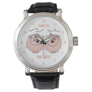 Zeit zum Schwein heraus! Cartoonschweinuhr Armbanduhr