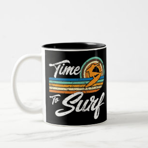 Zeit zum Surfen Vintag für Surfliebhaber Zweifarbige Tasse