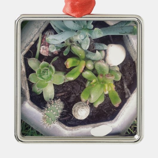 Zeit zum Tee?Ein gepflanzter Teekessel Silbernes Ornament (Vorne)