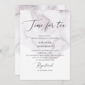 Zeit zum Tee. Lila Brautparty Einladung (Vorne/Hinten)