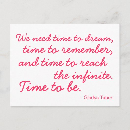 Zeit zum Träumen. Zeit bis zur Postkarte Rosa und (Vorderseite)