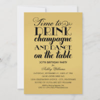 Zeit zum Trinken Champagner Black Gold Geburtstags