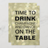 Zeit zum Trinken Champagner Gold Neujahr Einladung (Vorne/Hinten)