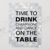 Zeit zum Trinken Champagner Silver Holiday Einladu Einladung (Vorne/Hinten)