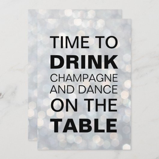 Zeit zum Trinken Champagner Silver Holiday Einladu Einladung (Vorne/Hinten)