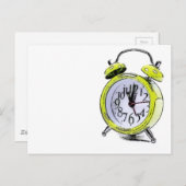 Zeit zum Weck der gelben Alarmanzeige Zeichnend Postkarte (Vorne/Hinten)