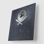 Zeit zur Glaubenfliegen Schweinuhr Quadratische Wanduhr (Winkel)