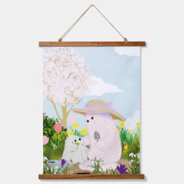 Zeit zusammen wandteppich mit holzrahmen