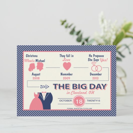 Zeitachse der Liebe Save the Date (Stehend Vorderseite)