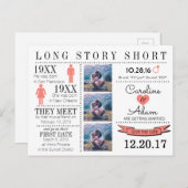 Zeitachse in Coral Save the Date Postkarte (Vorne/Hinten)