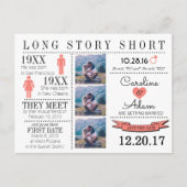 Zeitachse in Coral Save the Date Postkarte (Vorderseite)