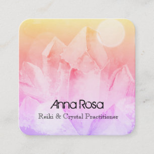 *~* Zeitalter Reiki Vorlagenkristallheiler-Yoga Quadratische Visitenkarte