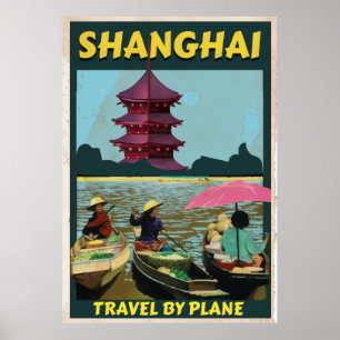 Zeitalter Reiseplakat in Shanghai Poster