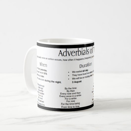 Zeitanzeigen - Phrasen Kaffeetasse (Vorderseite Links)