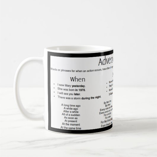 Zeitanzeigen - Phrasen Kaffeetasse (Links)