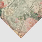 Zeitbegrenzer Vintage Uhren Blumendekoupage Seidenpapier (Detail)