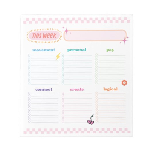 Zeitblockplanungspad Notizblock (Vorderseite)