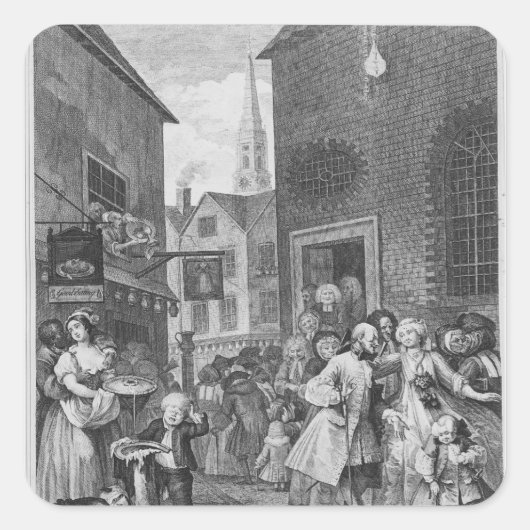 Zeiten des Tages, Noon, 1738 Quadratischer Aufkleber (Vorderseite)