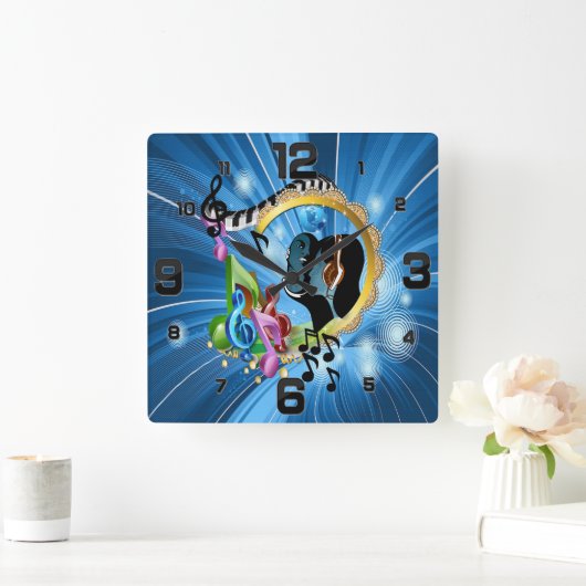 Zeiten für Musikspielen Quadratische Wanduhr (Zuhause)
