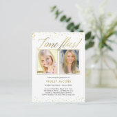 Zeitfliegen Abschluss Ankündigung Postkarte (Stehend Vorderseite)