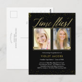 Zeitfliegen Abschluss Ankündigung Postkarte (Vorne/Hinten)