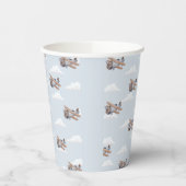 Zeitfliegen, blaues Flugzeug Pappbecher (Links)