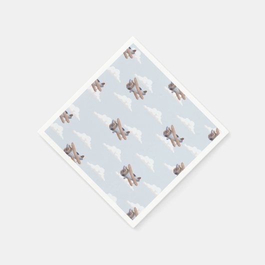 Zeitfliegen, blaues Flugzeug Serviette (Ecke)