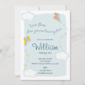 Zeitfliegen, Einladung zum Geburtstag mit Drachen (Vorderseite)