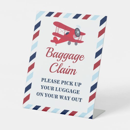 Zeitfliegen Flugzeug Geburtsdatum Gepäckausweis Sockelschild (Vorderseite)